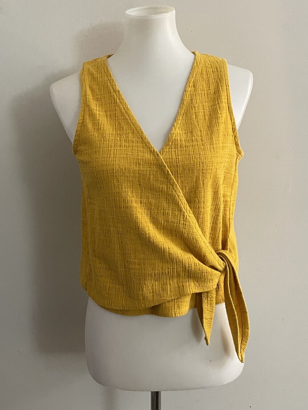 Madewell Mustard Faux Wrap V-Neck Tank Top Boho Festival Minimalist